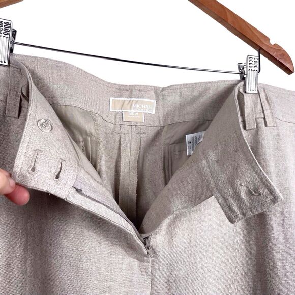 NWT MICHAEL KORS Wide-Leg Linen Trousers Size 20W Beige - Picture 6 of 16